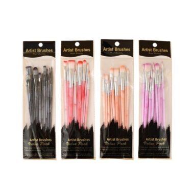 10pcs Plastic Handle Craft Paint Brush Set for Kids and Art Painting