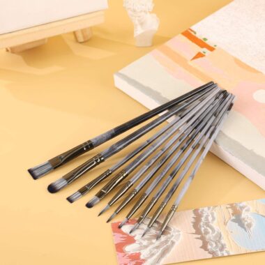 10pcs Plastic Handle Craft Paint Brush Set for Kids and Art Painting