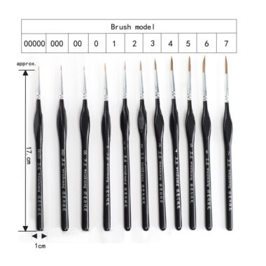  11pcs Paint by Numbers Brush Set with Weasel Hair and Fine Tips