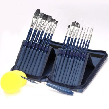 15pcs Acrylic Paint Brush Set with Bag, Palette Knife and Sponge