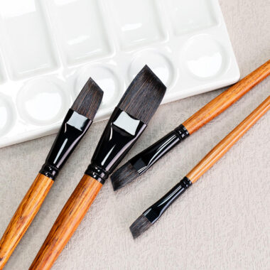 : 4pcs Artist Bristle and Synthetic Paint Brush Set for Acrylic Canvas Use