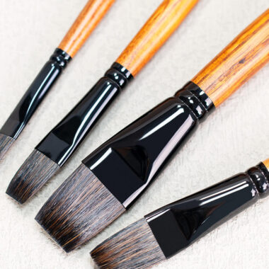 : 4pcs Artist Bristle and Synthetic Paint Brush Set for Acrylic Canvas Use