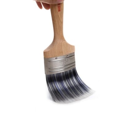 DIY Flat Mouth Oval Paint Brush with Artificial Silk Bristles and Wooden Handle for Exterior Wall Painting