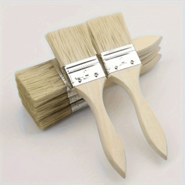 Customizable flat fan paint brushes with wooden handles in multiple sizes