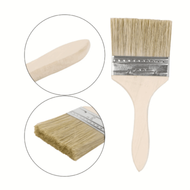 Customizable flat fan paint brushes with wooden handles in multiple sizes