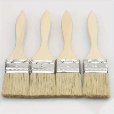 Customizable flat fan paint brushes with wooden handles in multiple sizes