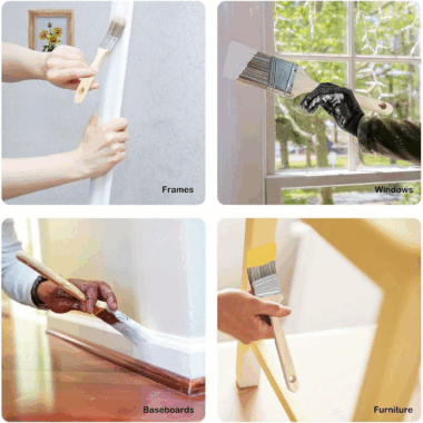  Wooden Handle Flat Wall Paint Brush with Premium Bristles