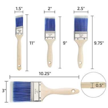 Industrial Paint Brush with Blue Artificial Silk Bristles and Slanted Flat Mouth for Exterior Wall Painting