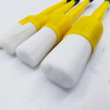 Custom Industrial Paint Brush with Black Plastic Handle and Yellow White Bristles