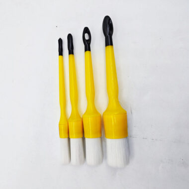 Custom Industrial Paint Brush with Black Plastic Handle and Yellow White Bristles