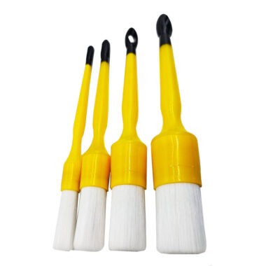 Custom Industrial Paint Brush with Black Plastic Handle and Yellow White Bristles