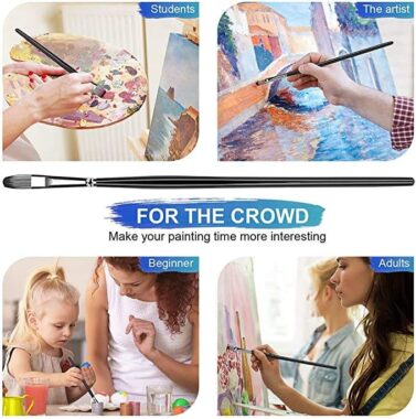 15-Piece Professional Artist Paint Brush Set with Nylon Bristles and Wood Handles