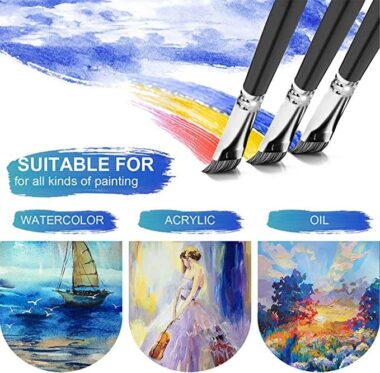 15-Piece Professional Artist Paint Brush Set with Nylon Bristles and Wood Handles