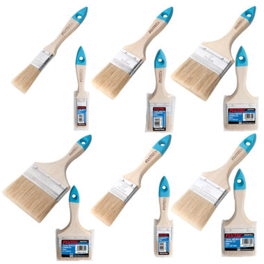FIXTEC wooden handle paint brush set in various sizes for wall painting