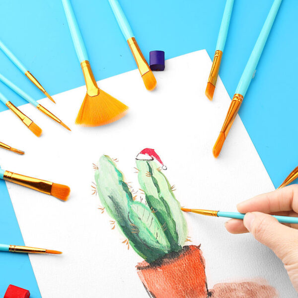 10pcs Artist Paint Brush Set for Oil and Watercolor with Mixed Sizes