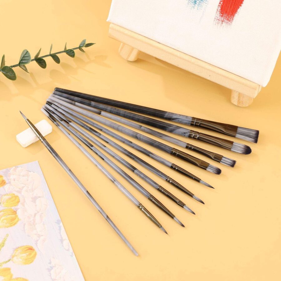 10pcs Plastic Handle Craft Paint Brush Set for Kids and Art Painting