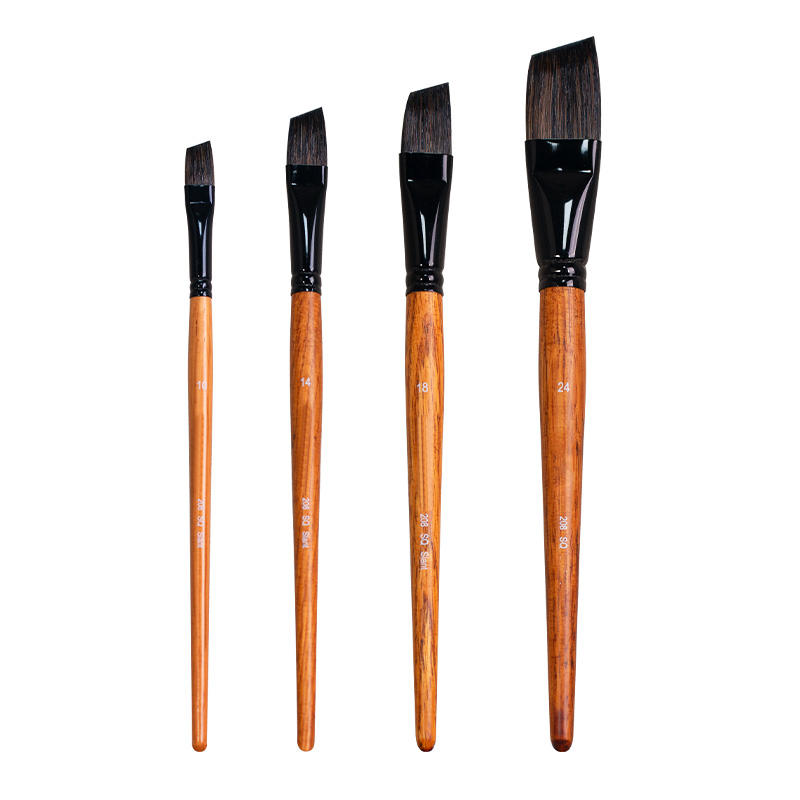 4pcs Artist Paint Brush Set with Bristle & Synthetic Hair on Wooden Handle (6) : 4pcs Artist Bristle and Synthetic Paint Brush Set for Acrylic Canvas Use