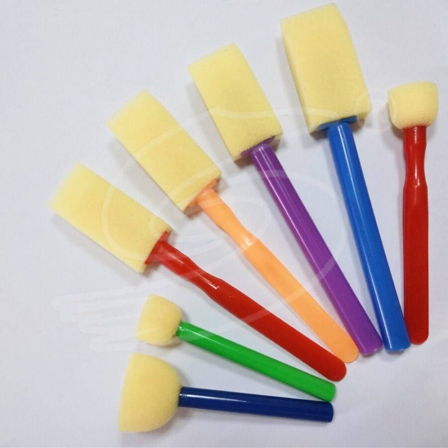 Plastic Handle Artist Paint Brush and KIDA Sponge Brush for Kids