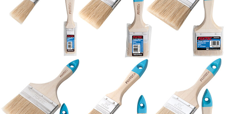 FIXTEC wooden handle paint brush set in various sizes for wall painting